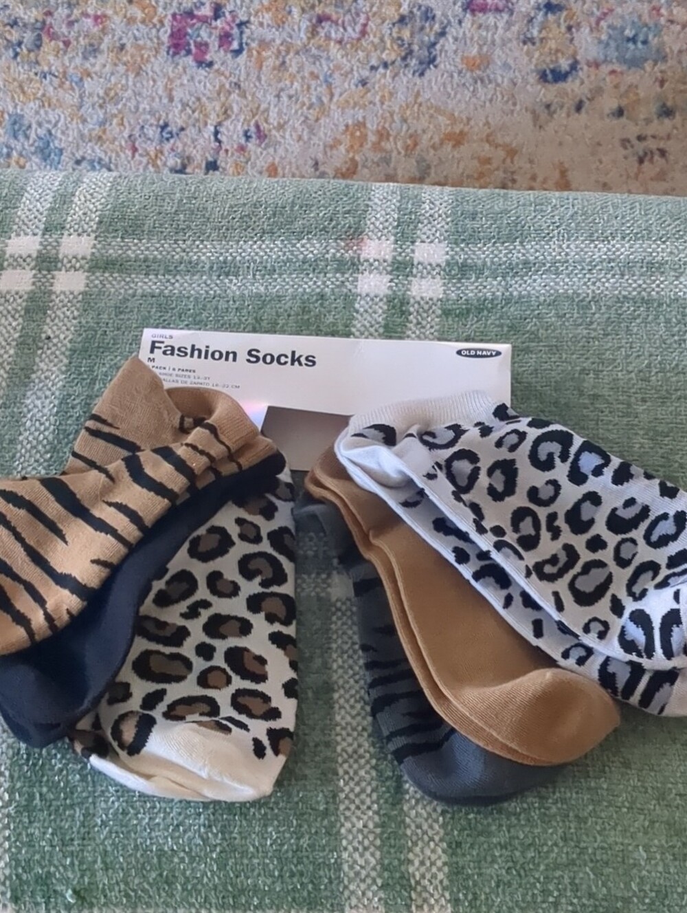Old Navy Kids No-Show Socks Pack - Tan, Black & White Animal Prints